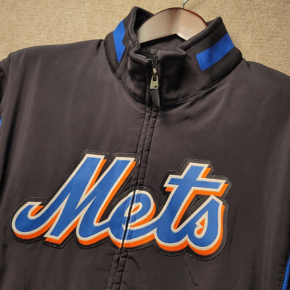 Majestic New York Mets Jacket Mens M Black Blue MLB Therma Base Full Zip